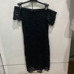 Off the shoulder lace black dress